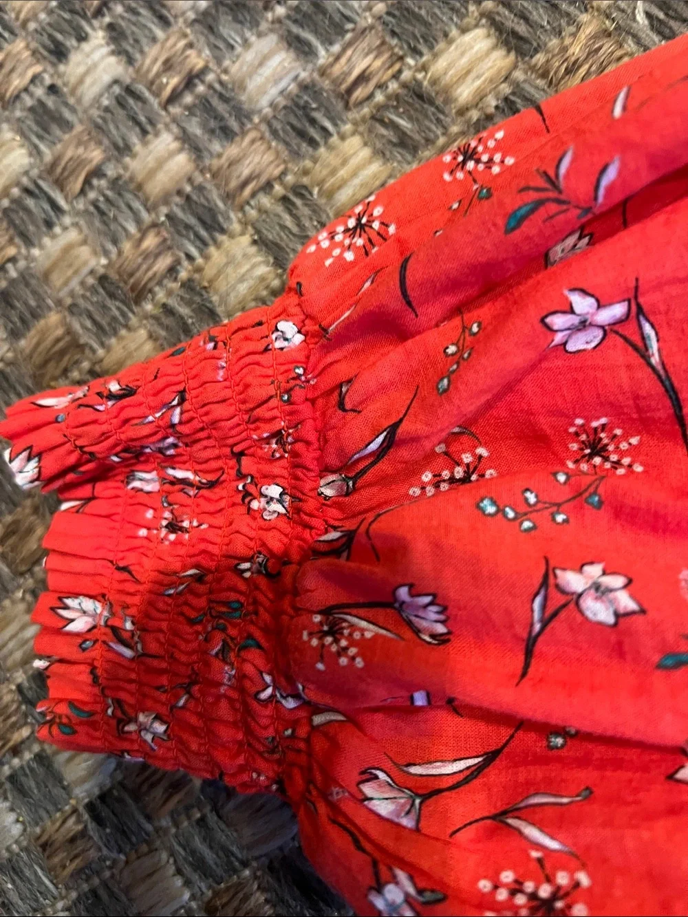 Collective Concepts Coral-Red Floral V-Neck Mini Dress medium